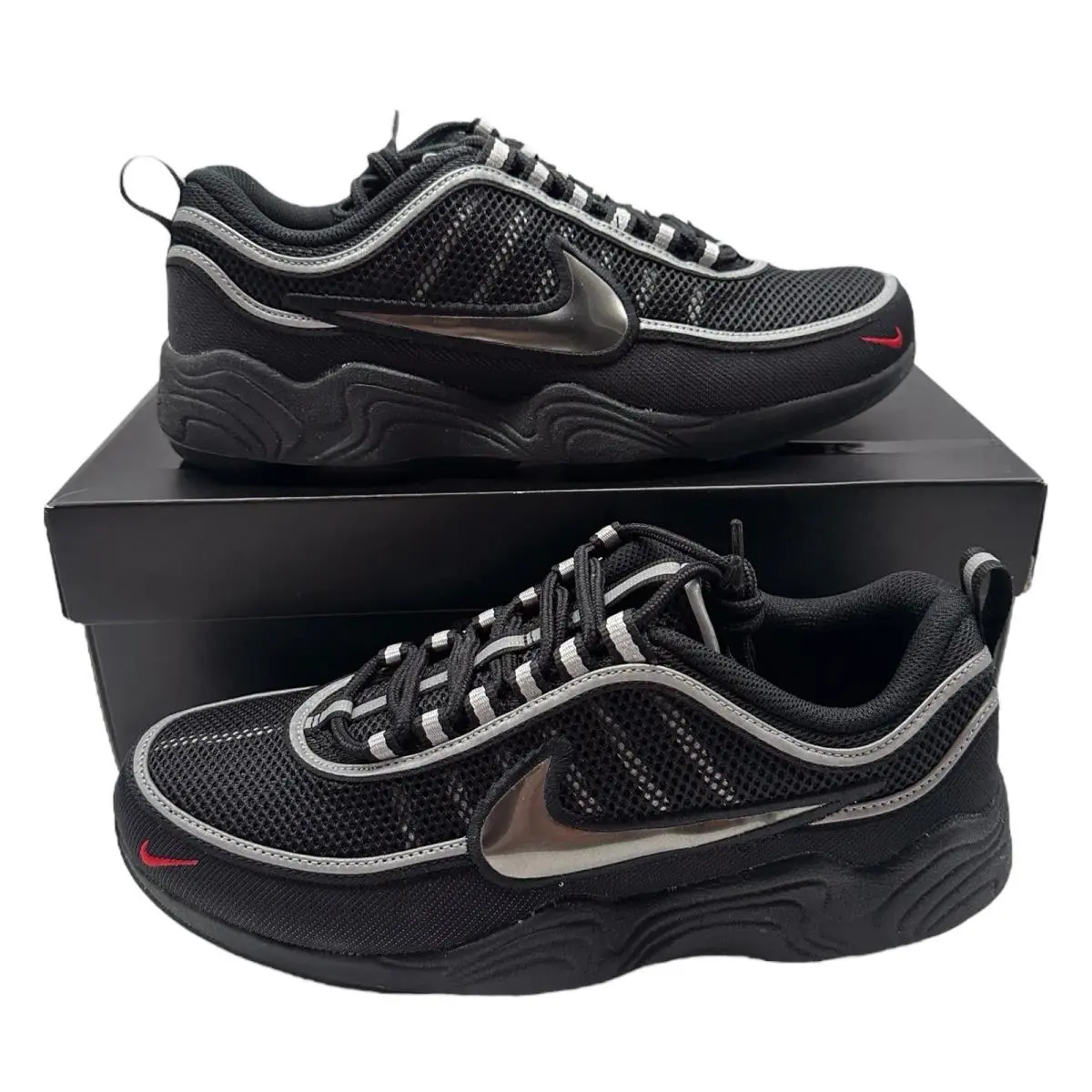 Nike Air Zoom Spiridon SP Shoes Size Mens 8.5 Womens 10 Black/metallic Silver