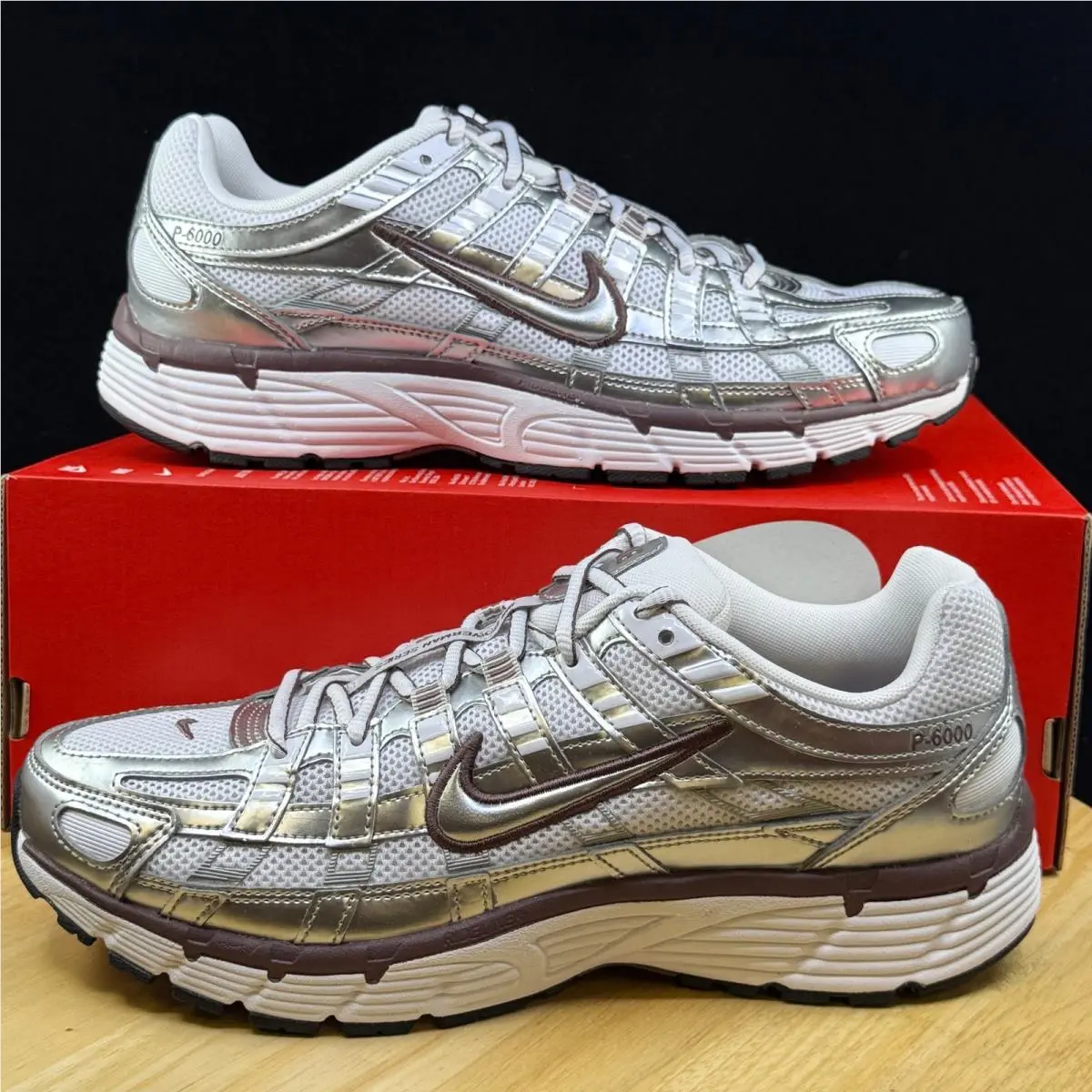 Nike P-6000 Runner White Metallic Silver Tattoo BV1021-110 Size 11W/ 9.5M