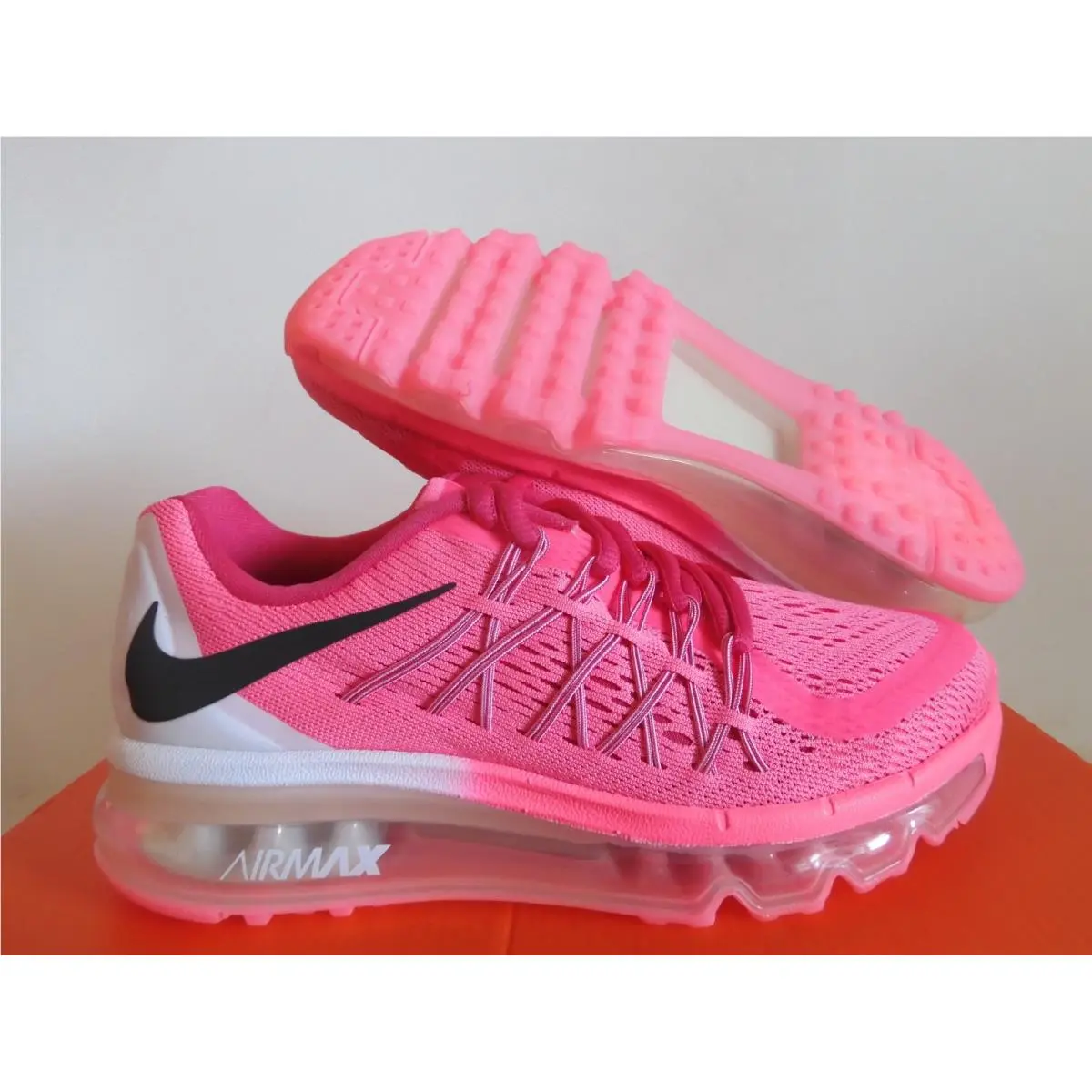 Nike Air Max 2015 GS Pink Pow-black-vivid Pink-white Sz 4Y Rare 705458-600