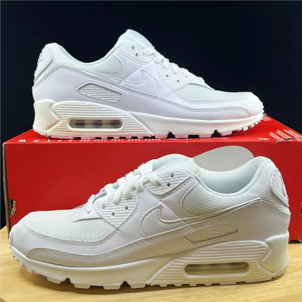 Nike Air Max 90 Triple White Athletic Running Shoes Men`s Size 11 CN8490-100