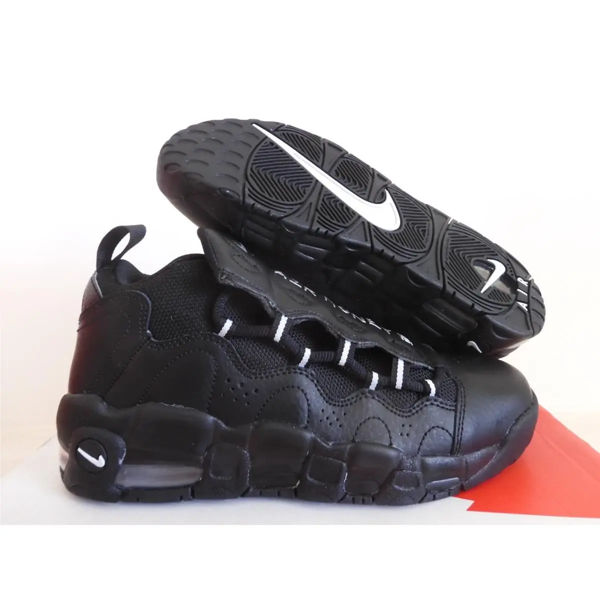 Nike Air More Money GS Black-metallic Silver Sz 6Y Rare AH5215-001