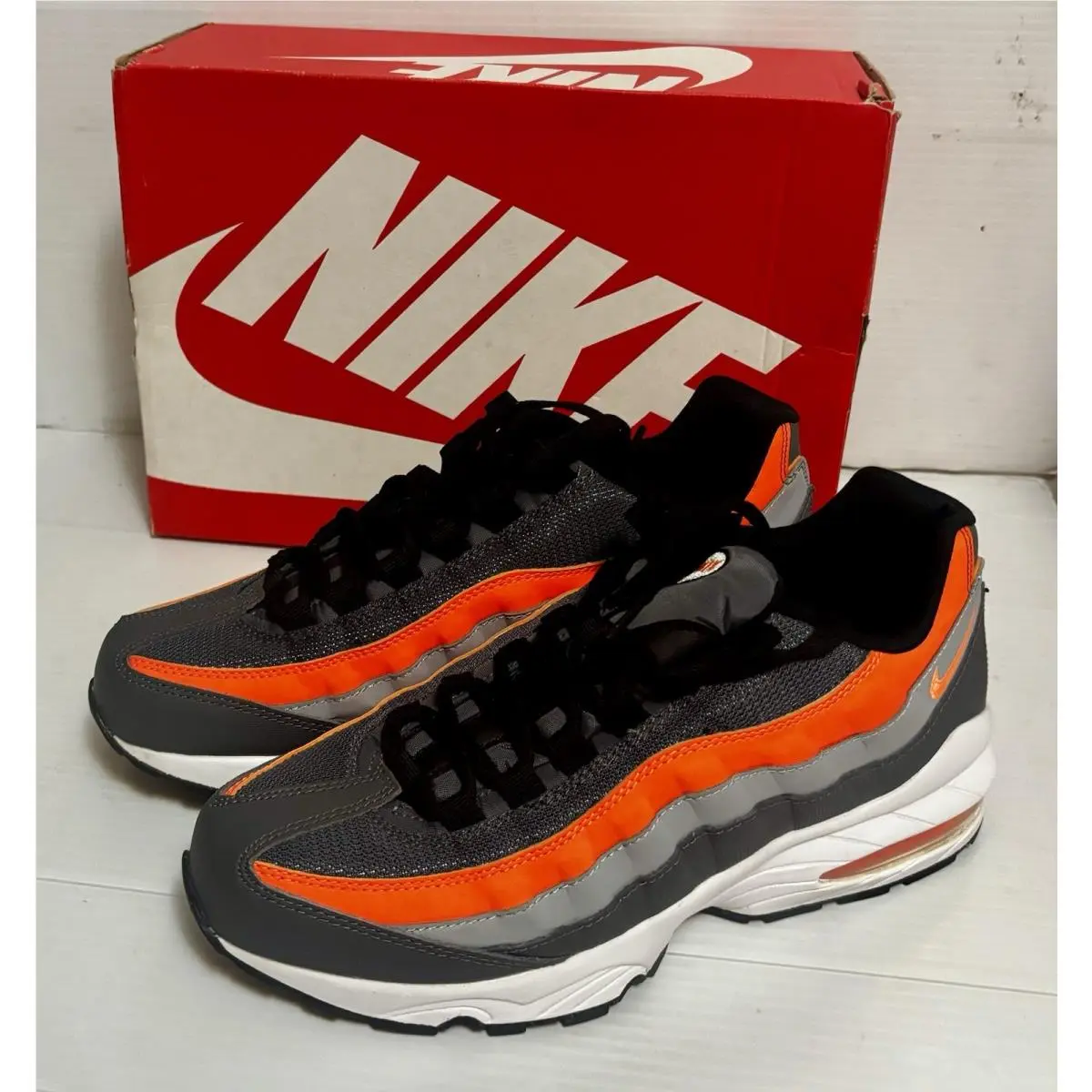Nike Size 7Y Air Max 270 GS Orange Grey Black White Anthracite Mesh Sneakers