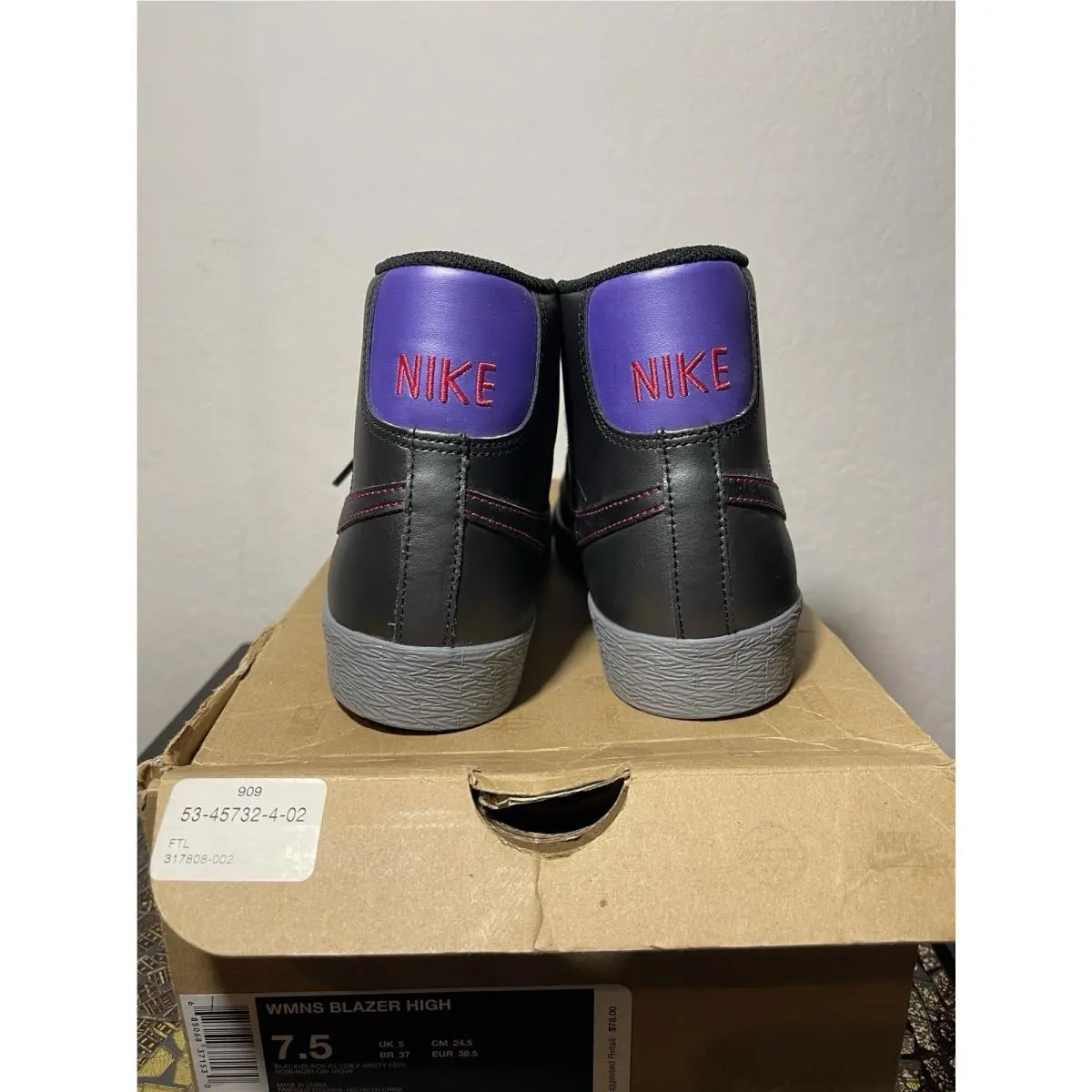 Nike shoes - Nike Blazer - Blazer - 317808-002 - Black/Black-Cl Grey-Varsity Purple 0
