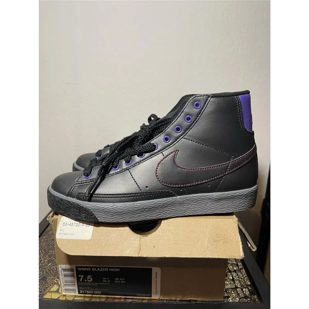 Nike shoes - Nike Blazer - Blazer - 317808-002 - Black/Black-Cl Grey-Varsity Purple 1