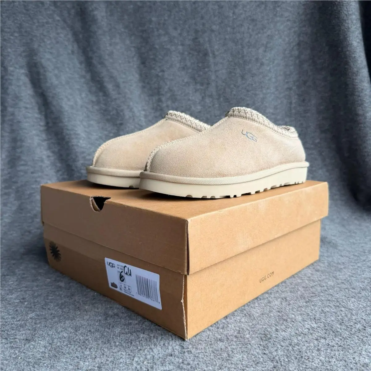 Ugg Tazz Slippers Shoes Womens Size 8 Beige Suede Shearling Platform Lined