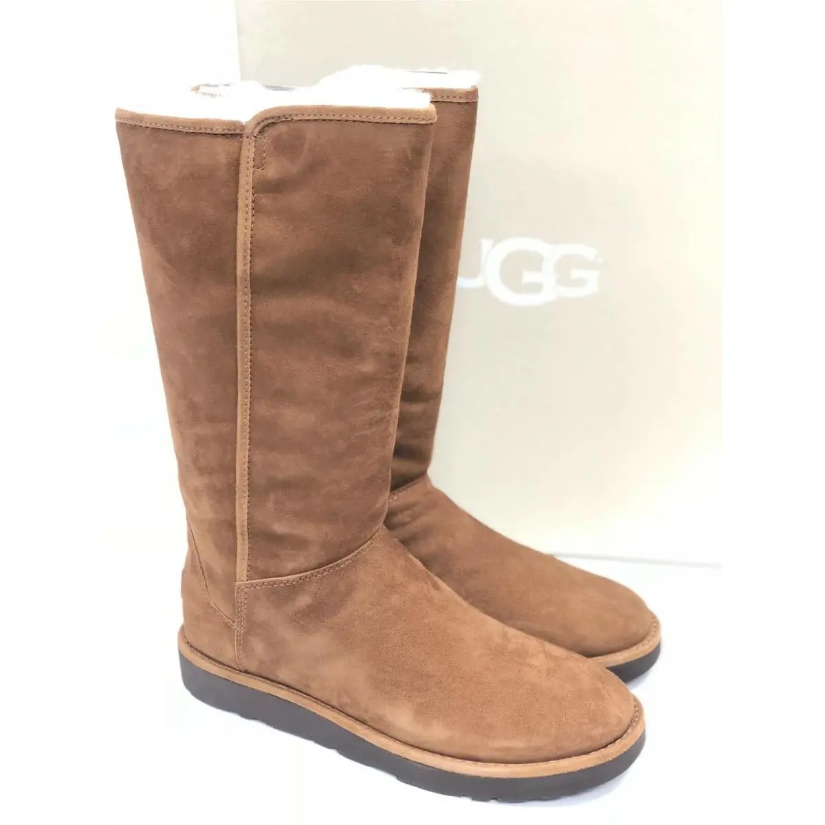 Ugg Women`s Abree II Tall Boots Bruno Brown 1016590 Sheepskin Suede Size 5