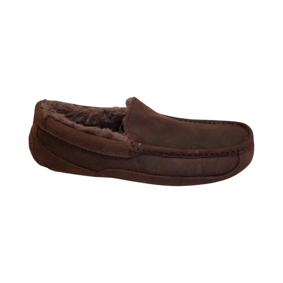 Ugg Ascot Brown Suede Leather Slippers Shoes 1016593 Size Men`s 7 / Women`s 9 - Brown