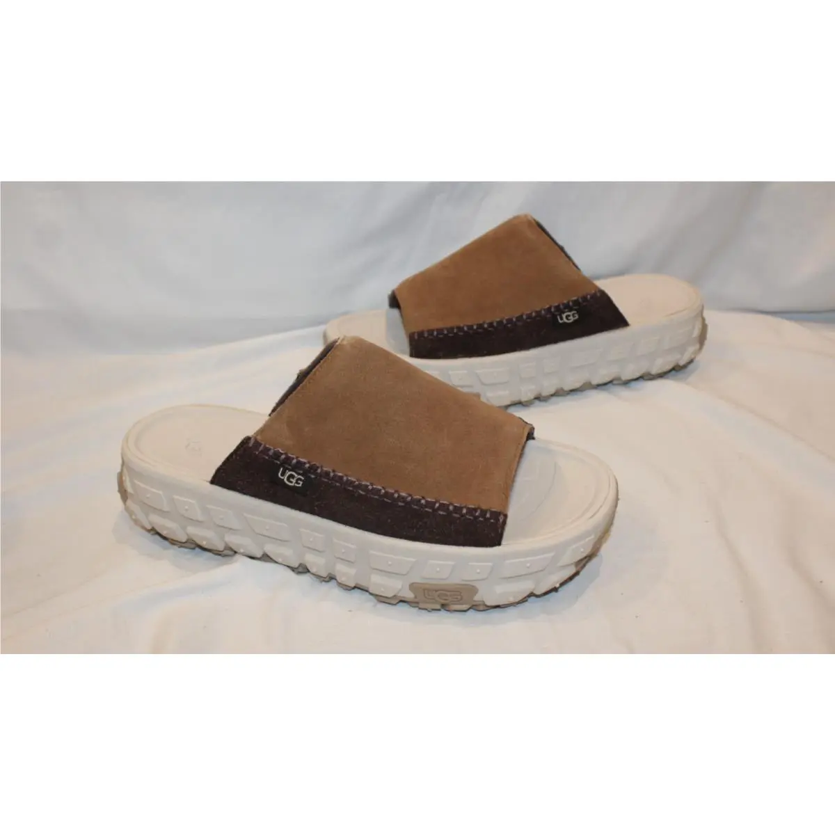 Ugg Venture Daze Platform Slide Comfort Shoes Chestnut Brown Suede W 10 M 9