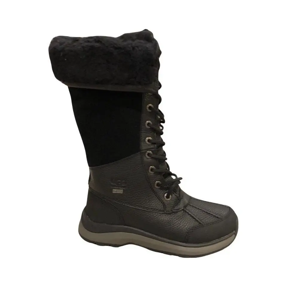 Ugg Women`s Adirondack Iii Tall Black Leather Wateproof Boots 1095142 Size 6