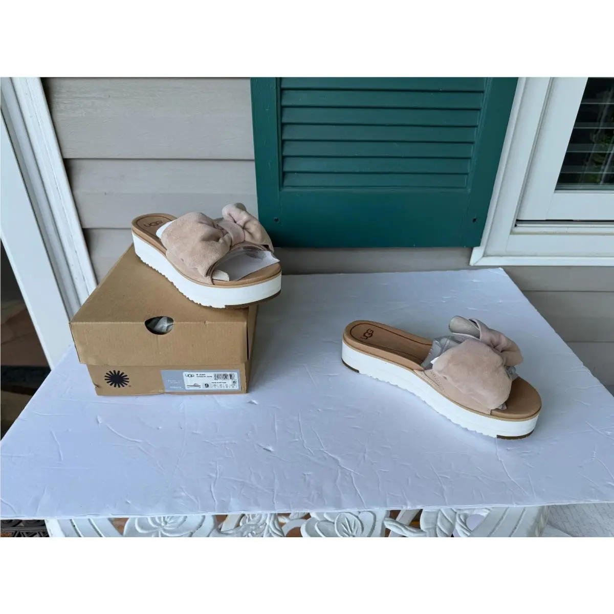 Ugg Joan Seashell Pink Platform Wedge Slide Slipper US 9 / EU 40 / UK 7.5