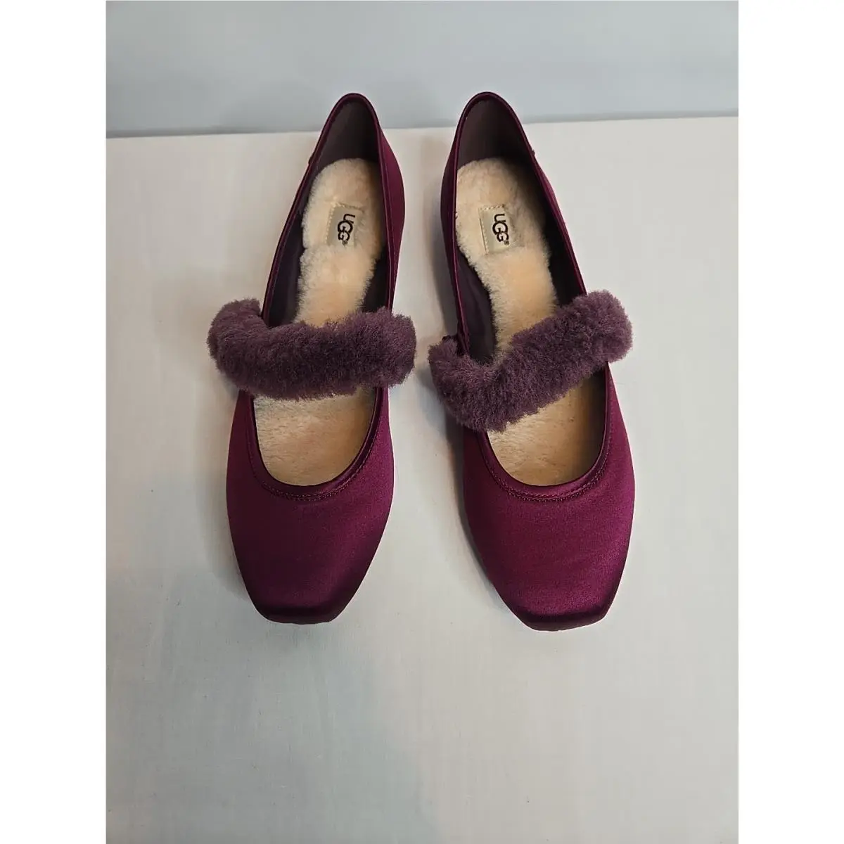 Ugg Lena Fluff Ballet Flats Mary Jane Color Wine Sz 9.5