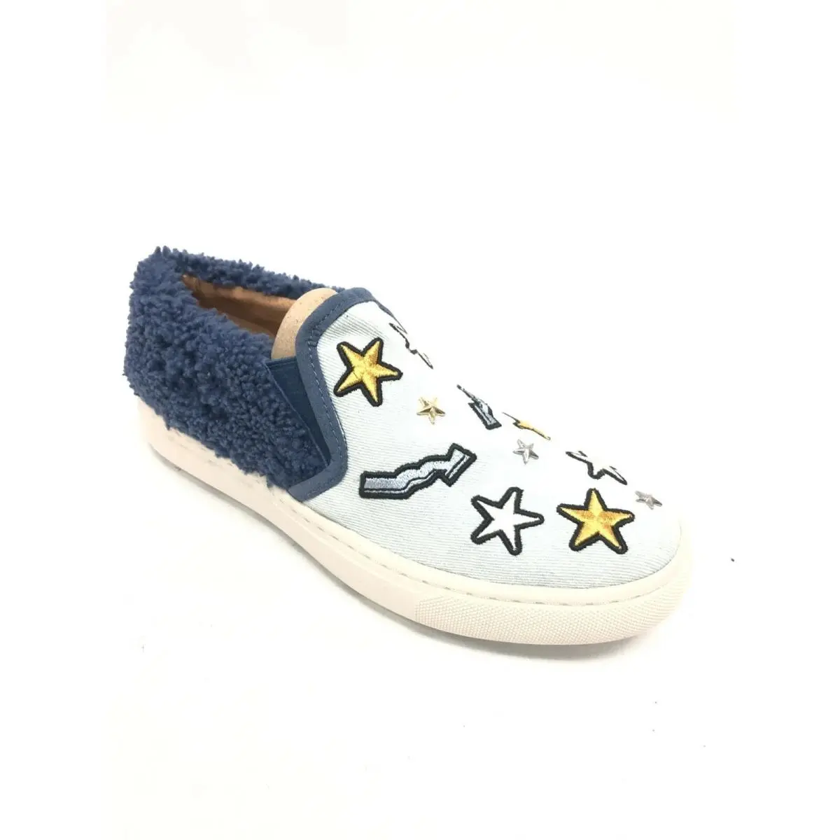 Ugg Women`s Patch It Slip On Sneakers Shoes Bleach Denim Blue 1092817 Size 9