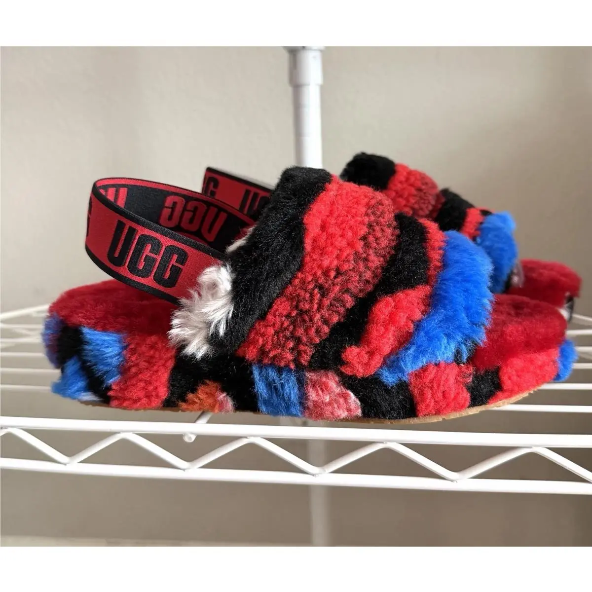 Ugg Fluff Slide Cali Collage Platform Slide Slippers Shoes Size 7