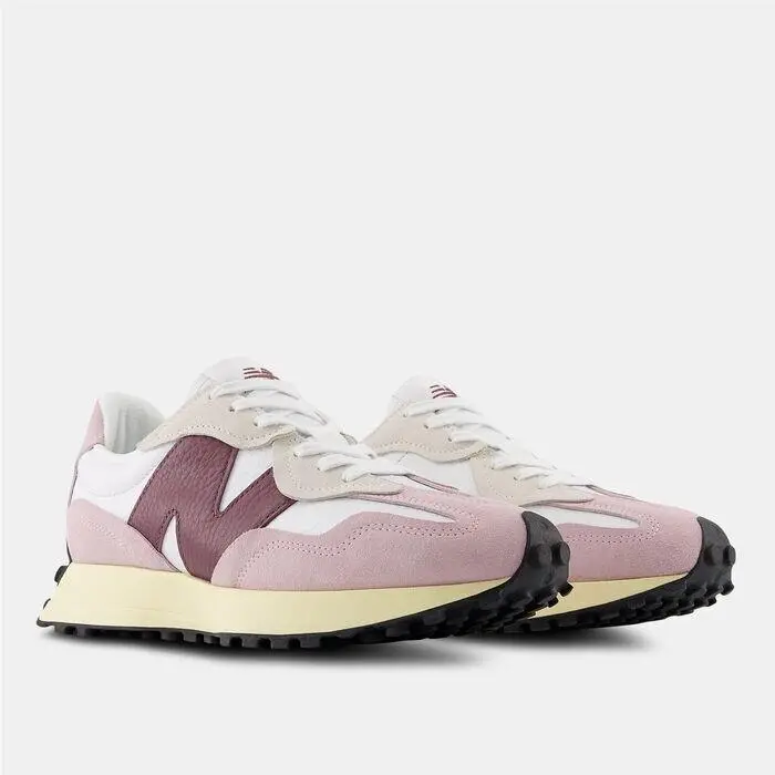 New Balance 327 Sneakers Women`s Size 5.5 Pink White Suede Low Top Shoes TF3552