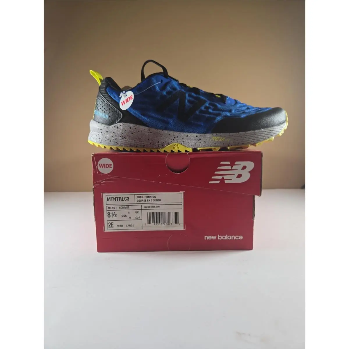 New Balance Mens Size 8.5 2e Wide Trail Running Style Mtntrlc3 Color Blue Black