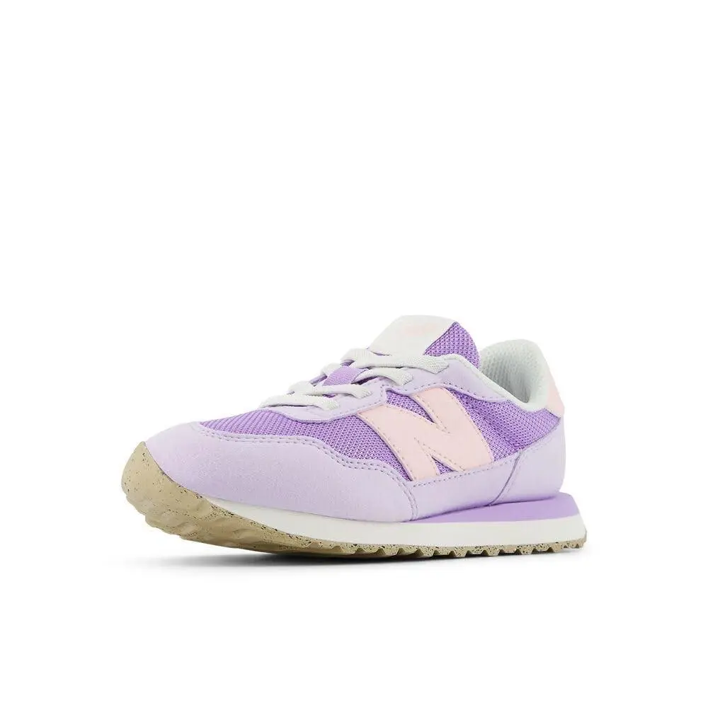 New Balance Kid`s 237 V1 Bungee Sneaker Lilac Glo/shell Pink 2 M Little Kid