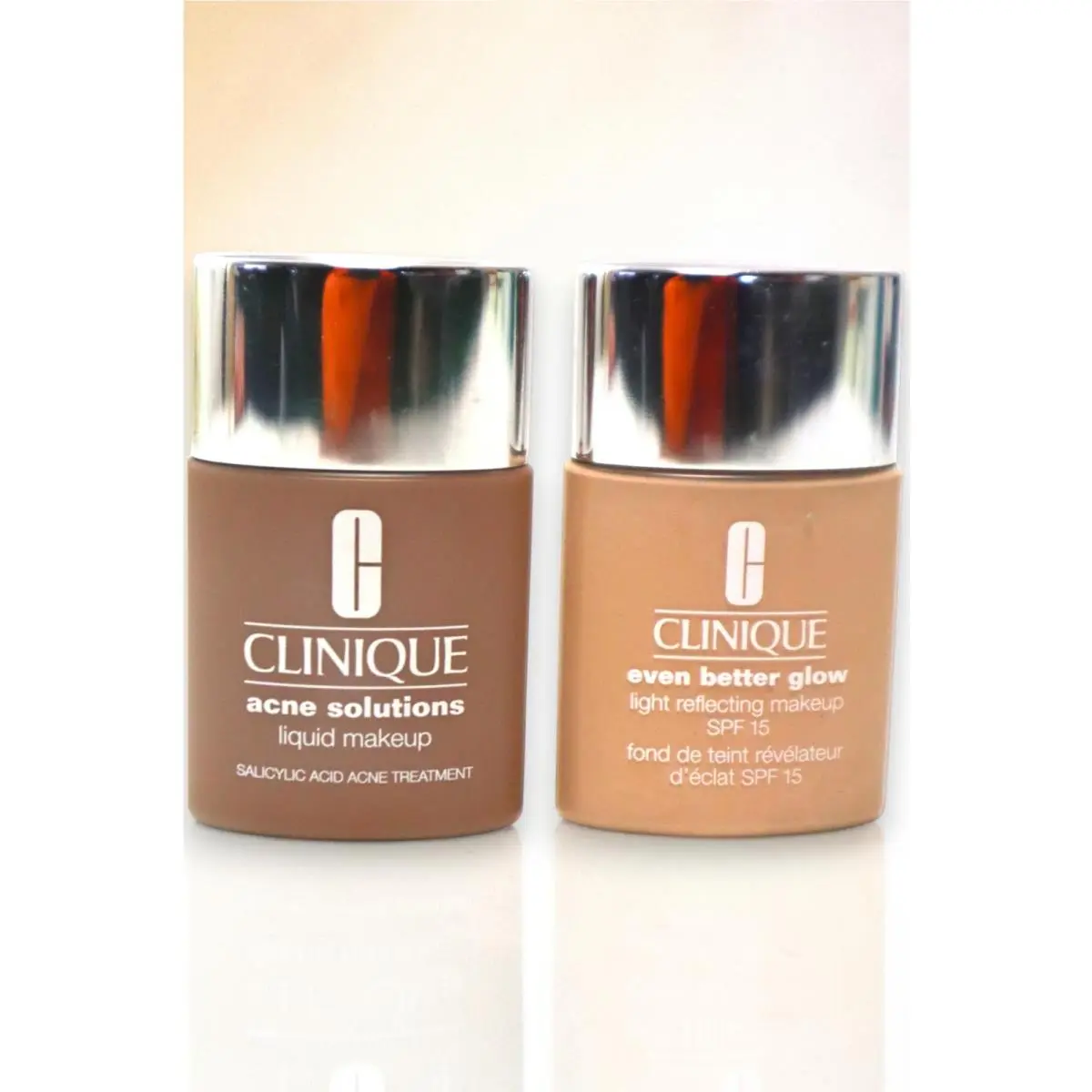 Clinique Skin Care Lot of 2 - Acid Acne Treatment/light Reflecting Makeup Spf 15