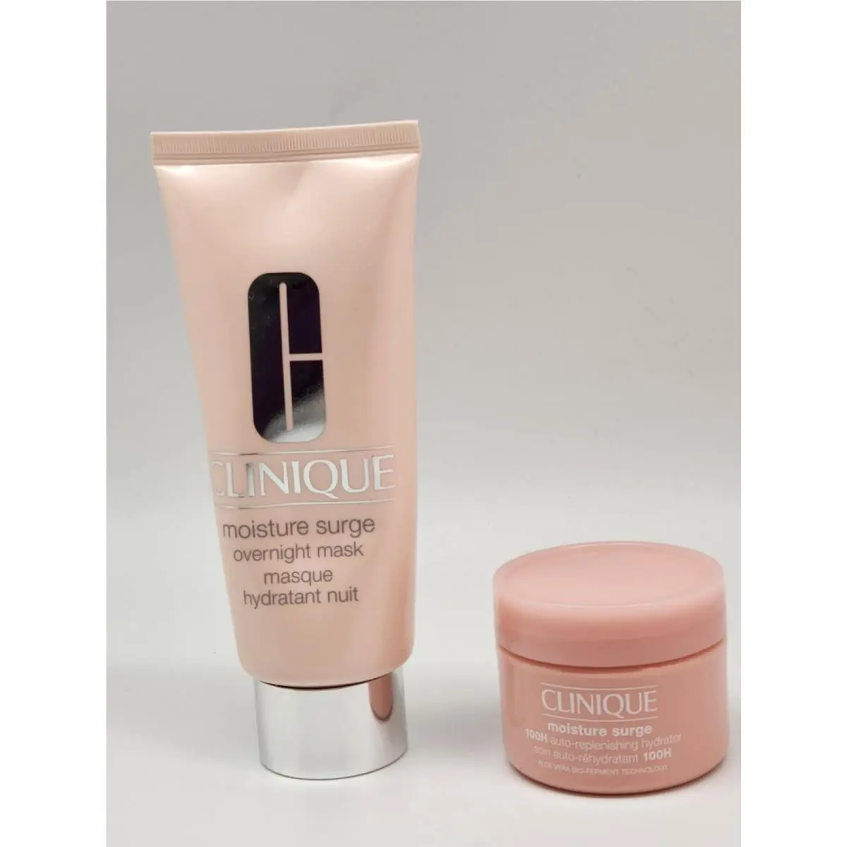Clinique Moisture Surge 2 Pc Set 100H Hydrator 1 Oz + Overnight Mask 3.4 Fl Oz