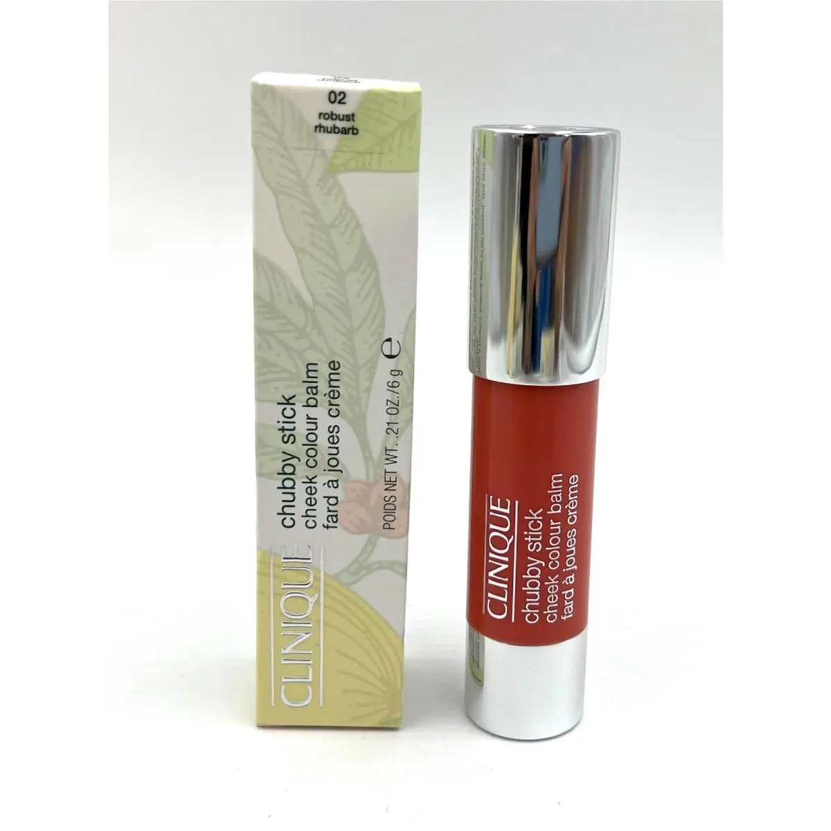 Clinique Chubby Stick Cheek Color Balm 02 Robust Rhubarb 0.21 oz/6g Full Size
