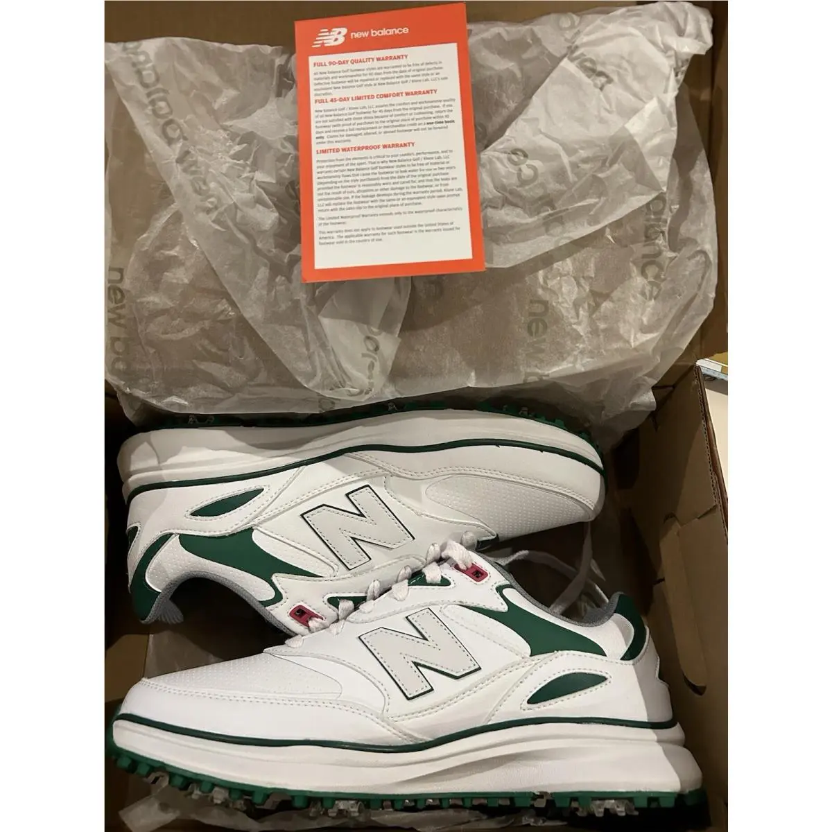New Balance MG100WGE Men’s Size 9 White / Green Golf Shoes Leathe