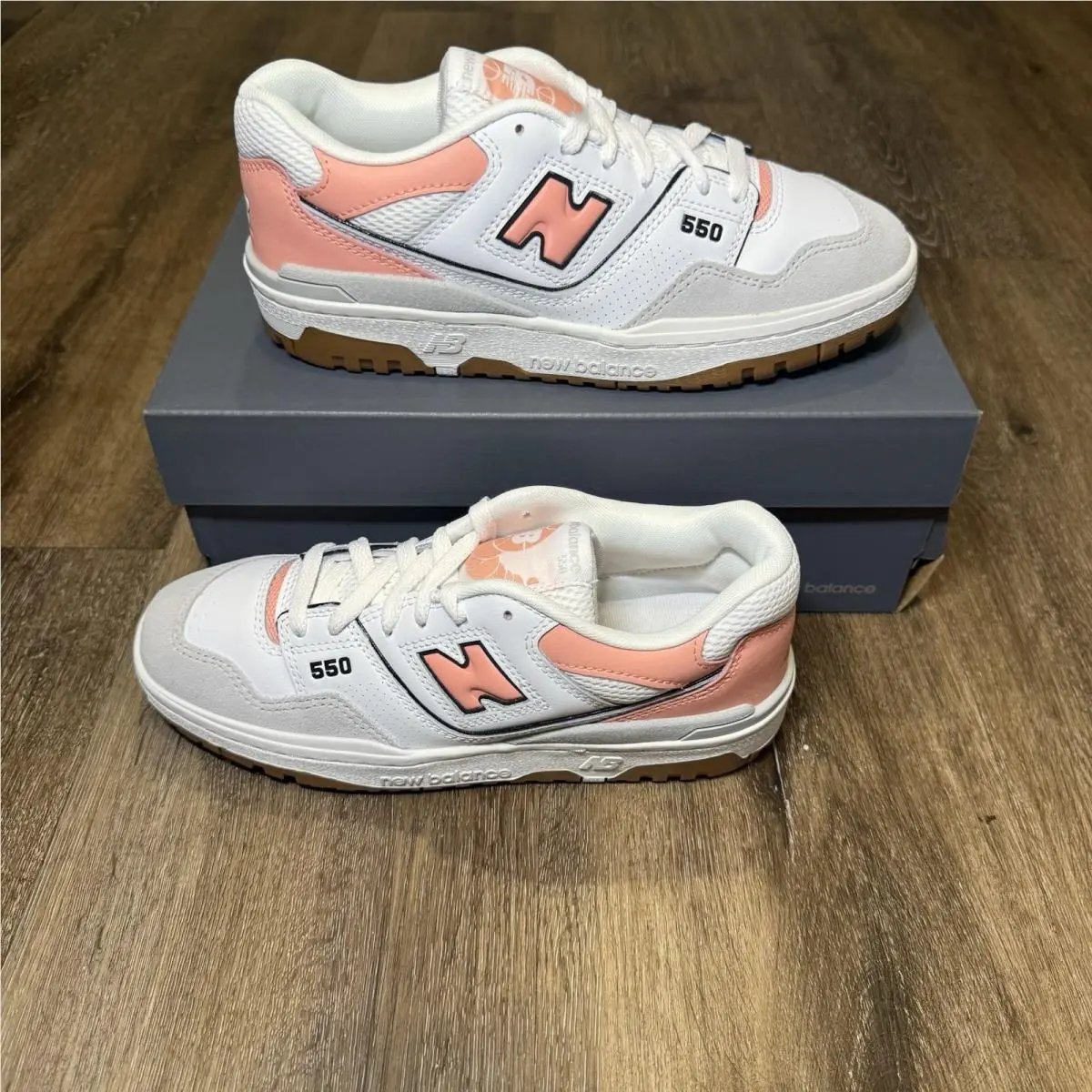 New Balance 550 White Gray Pink Sneaker GSB550SK Youth Kids 7 Fit Women 8.5