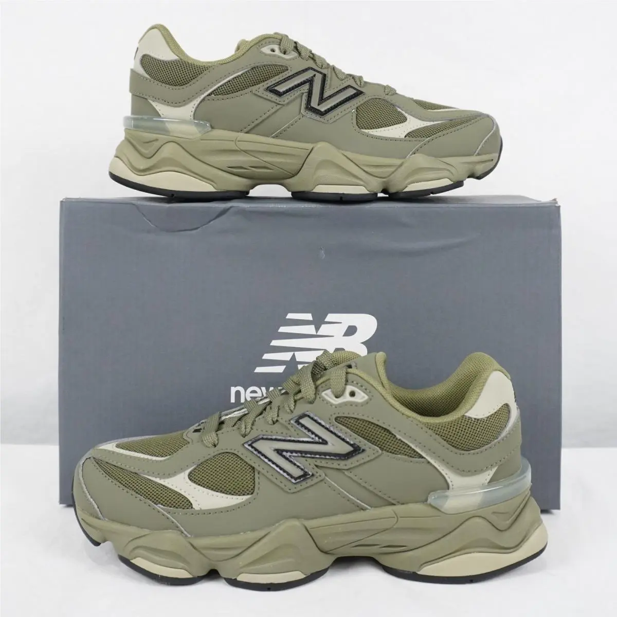 New Balance 9060 Lace Sneakers In Dark Olivine - Big Kids Size 6.5 GC9060GD