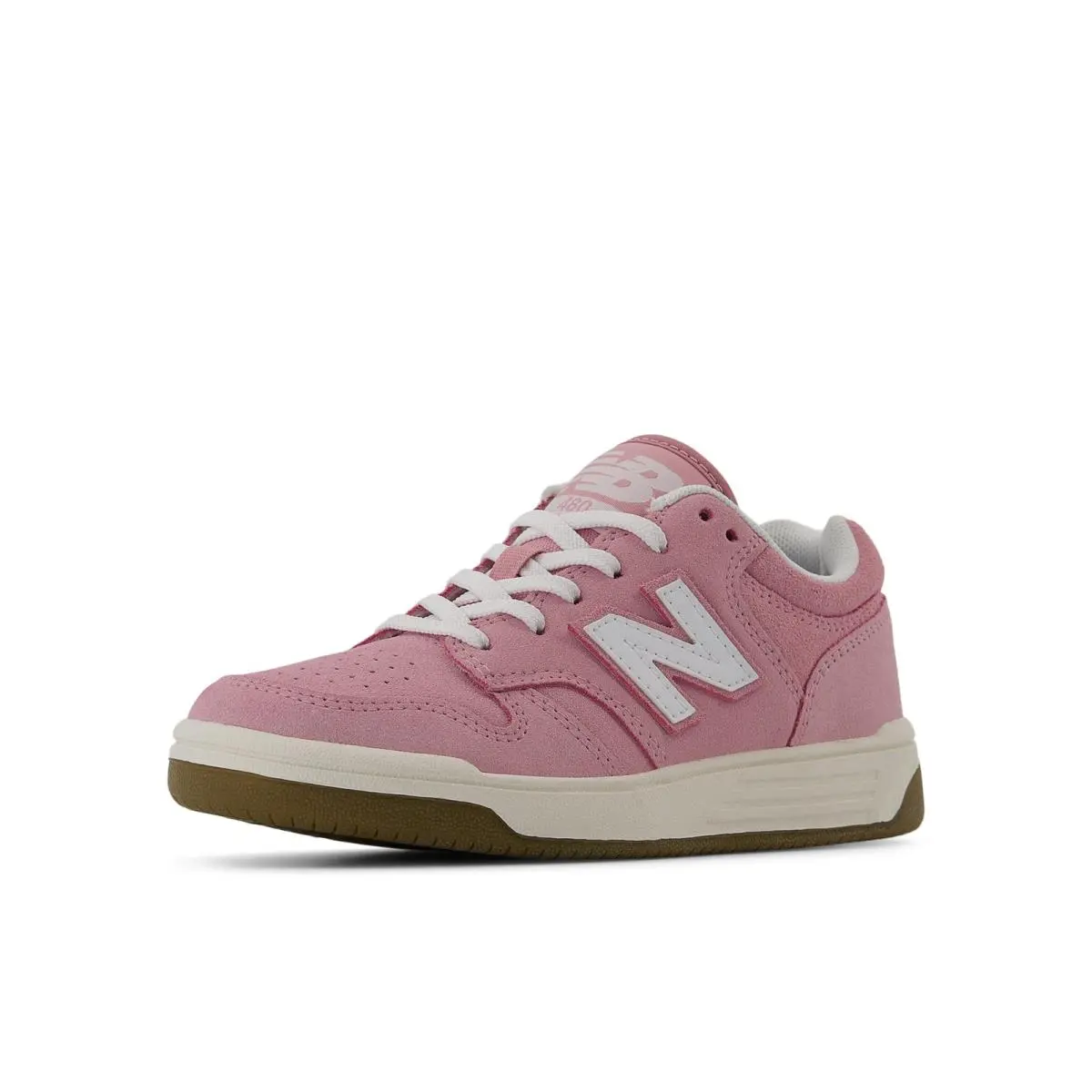 New Balance Kid`s 480 V1 Lace-up Sneaker White/pink Taffy 5 M Big Kid 5 Big