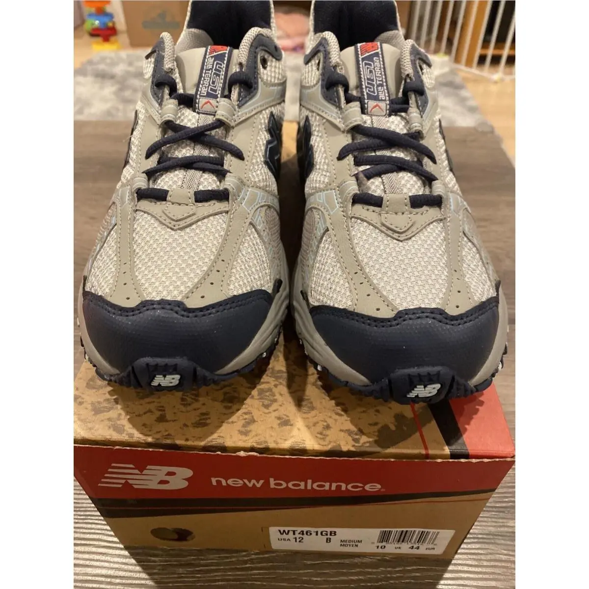 New Balance 461 Women`s 12 B Gray/navy Blue All-terrain Running Shoes WT461GB