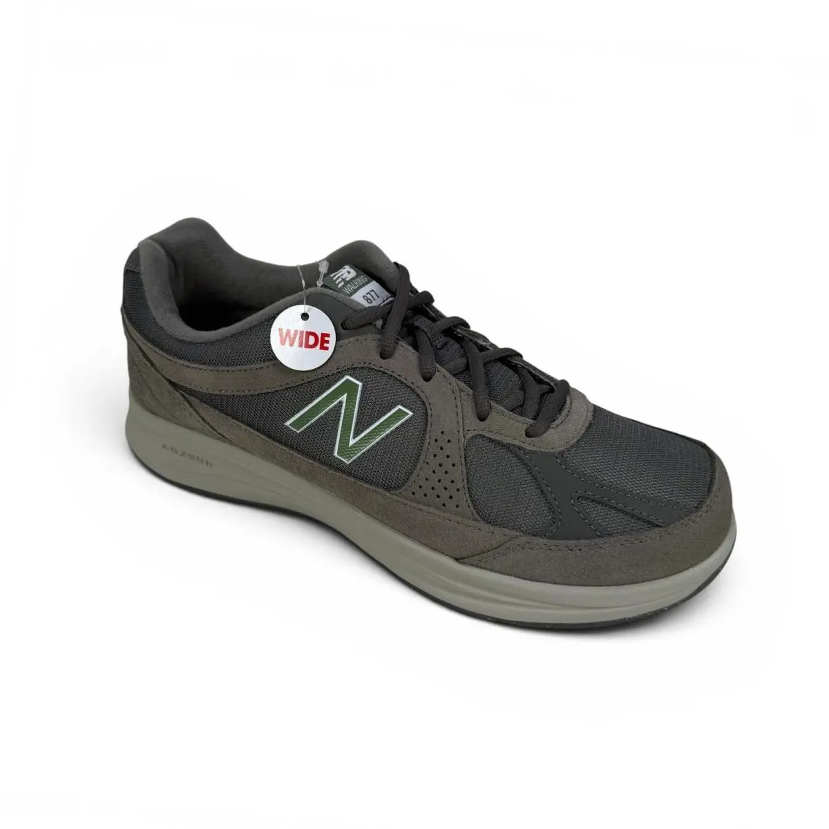 New Balance 877v1 Walking Shoes Mens 8 Extra Wide 4E Grey Suede Green Logo