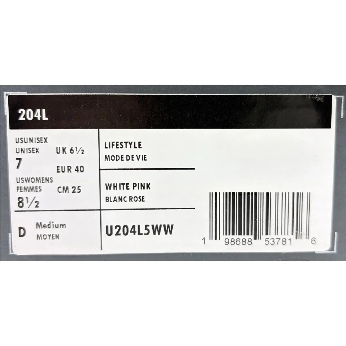 New Balance shoes - New Balance 204L - U204L5WW - White/Pink (UPC: 198688537816) 11