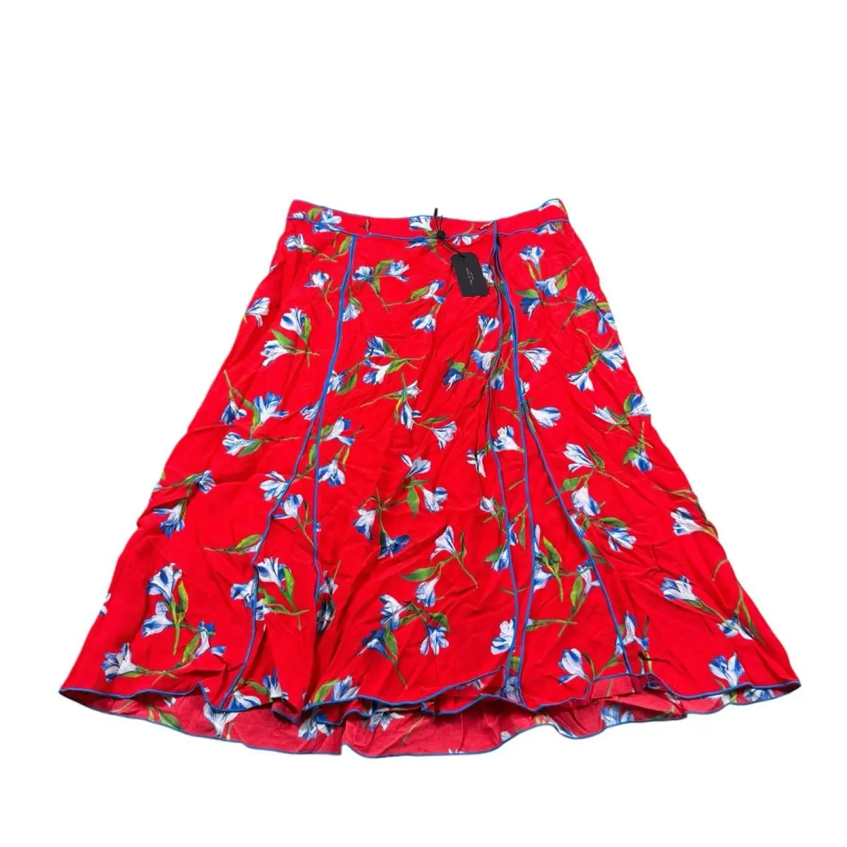 Rag Bone Red Blue Floral Viscose Women Skirt Size 10