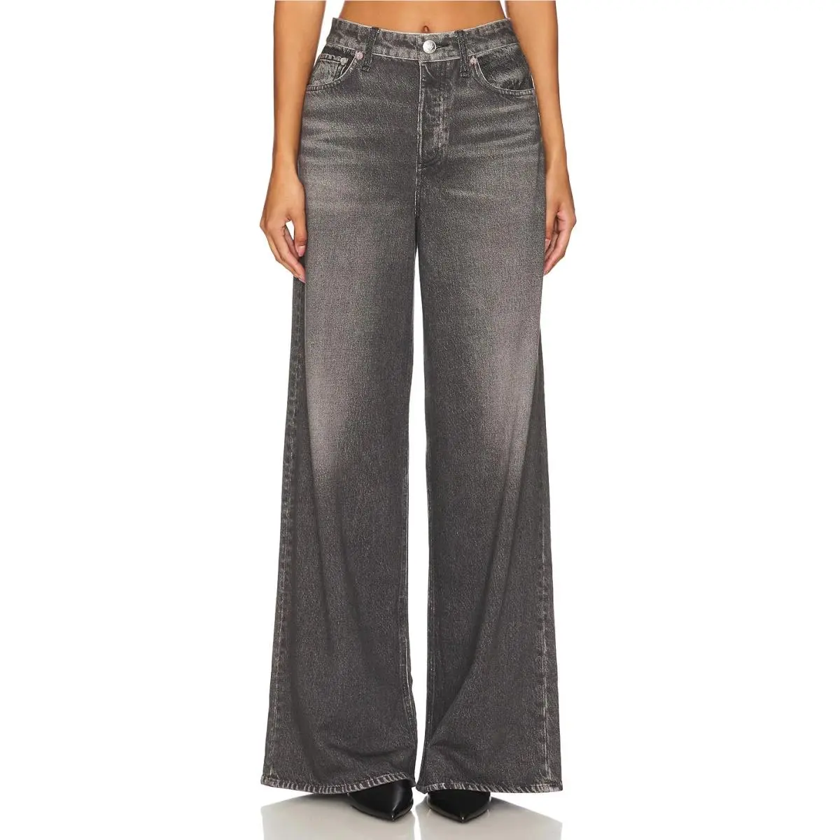 Rag Bone Miramar Sofie in Washed Black Wide Leg Jean Sweat Pants 32