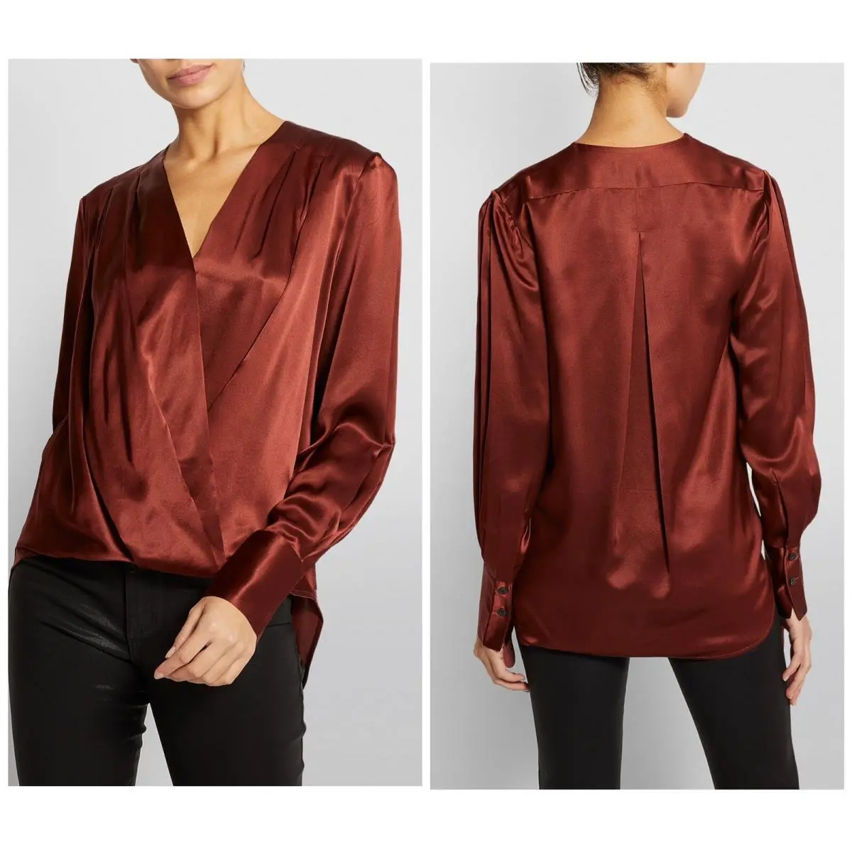 Rag Bone Lei V-neck Silk High Low Blouse In Burgundy Size: Medium