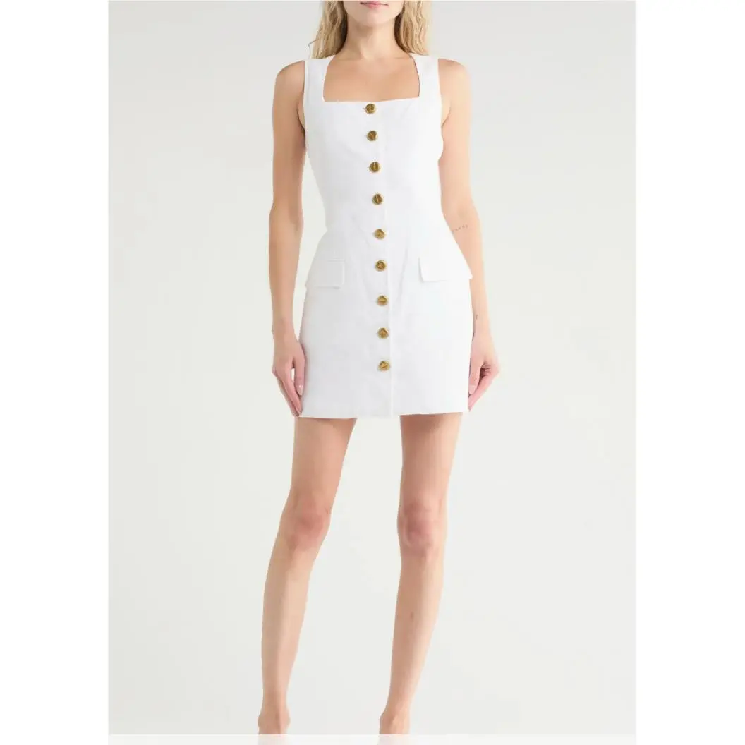 Rag Bone Mona Sleeveless Cotton Linen Mini Dress White Size 4 by Rag & Bone