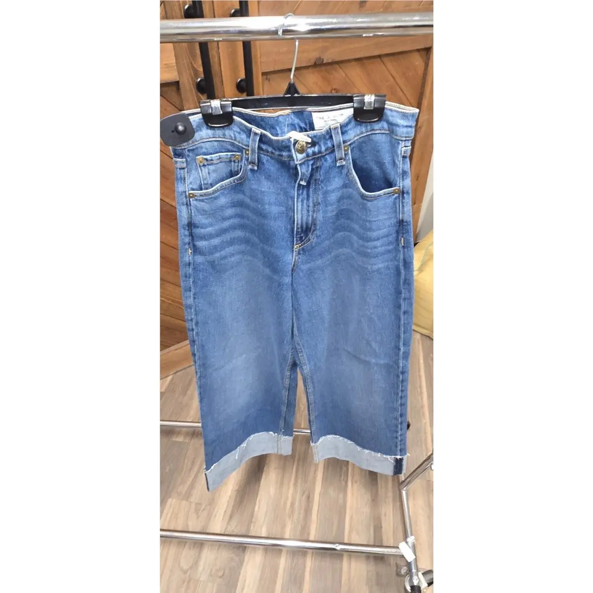 Rag Bone Sofie High Rise Wide Leg Cuffed Jeans in Leland Size 26