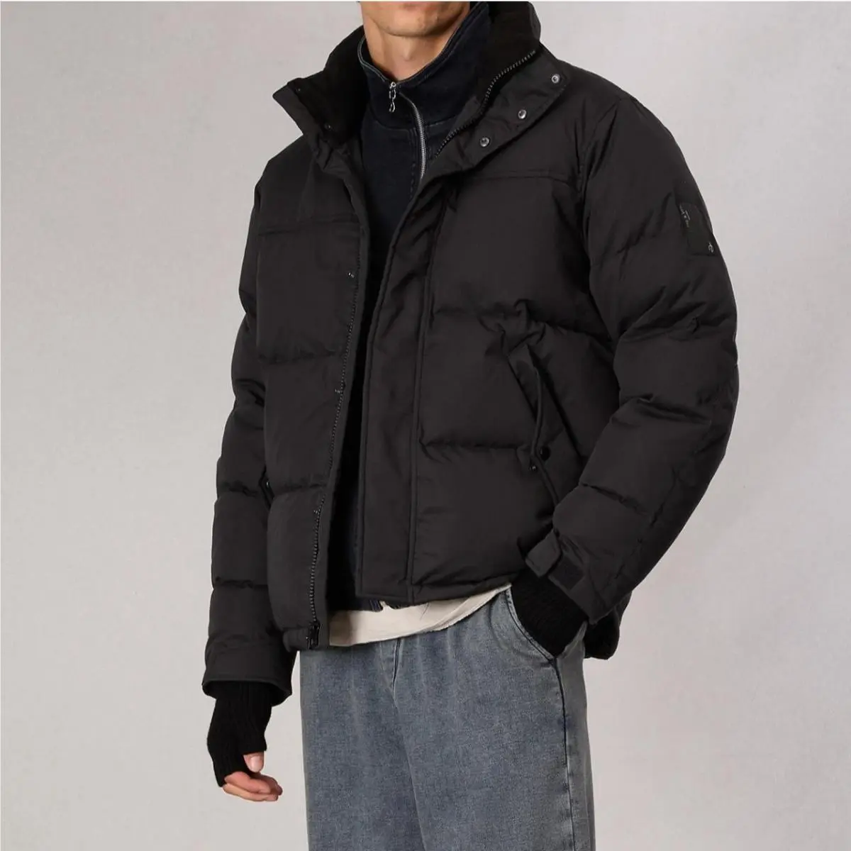 Rag Bone Jacket Mens Medium Black Bubble Puffer Coat Down Insulated Logo