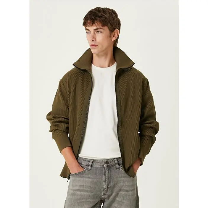 Rag Bone Sweater Mens Medium Green Zip Up Rib Knit Washed Dexter Andrew