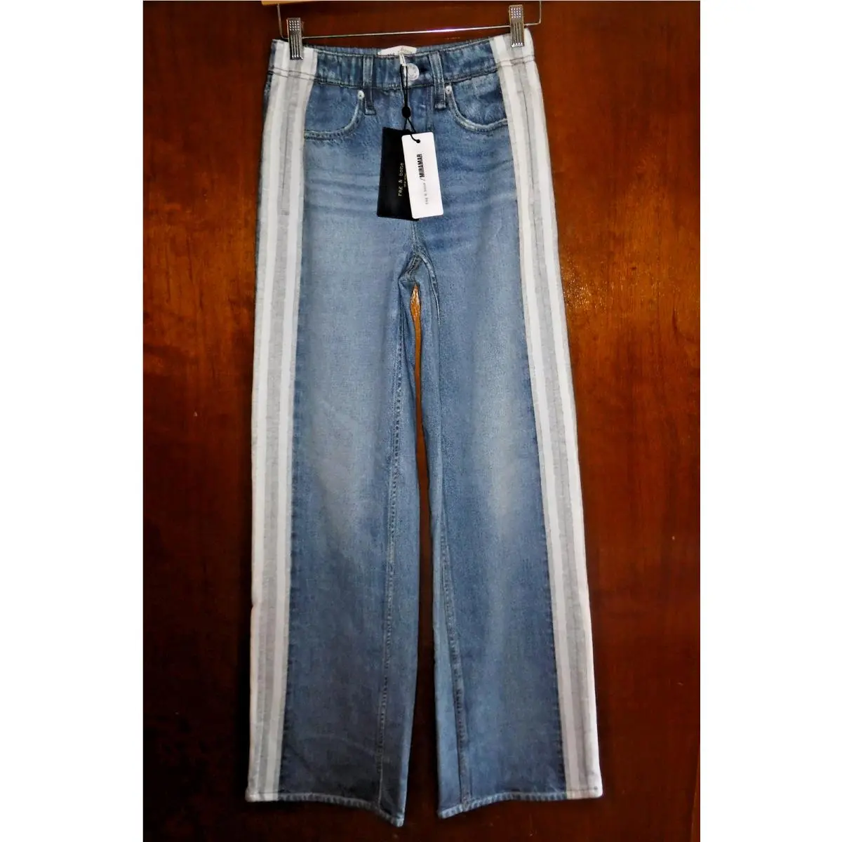 Rag Bone Miramar Cotton Terry Pull On Wide Leg Track Pants Blue Womens Xxs