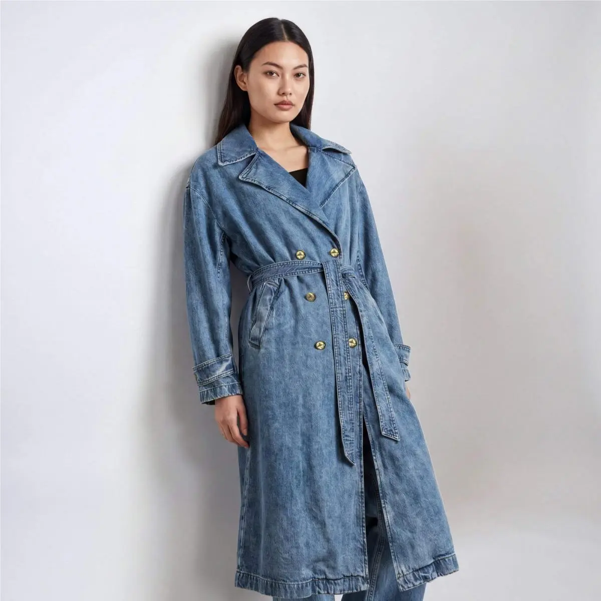 Rag Bone Alora Featherweight Denim Trench Coat M