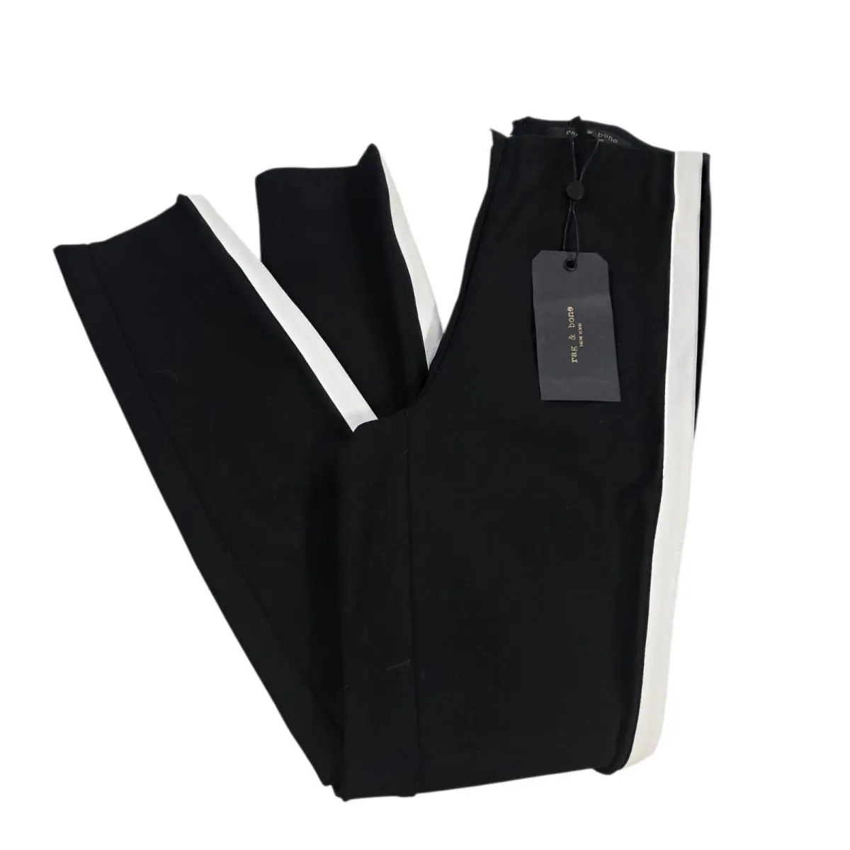 Rag Bone York Ankle Pants Womens Black White Size 00 Simone Colorblock