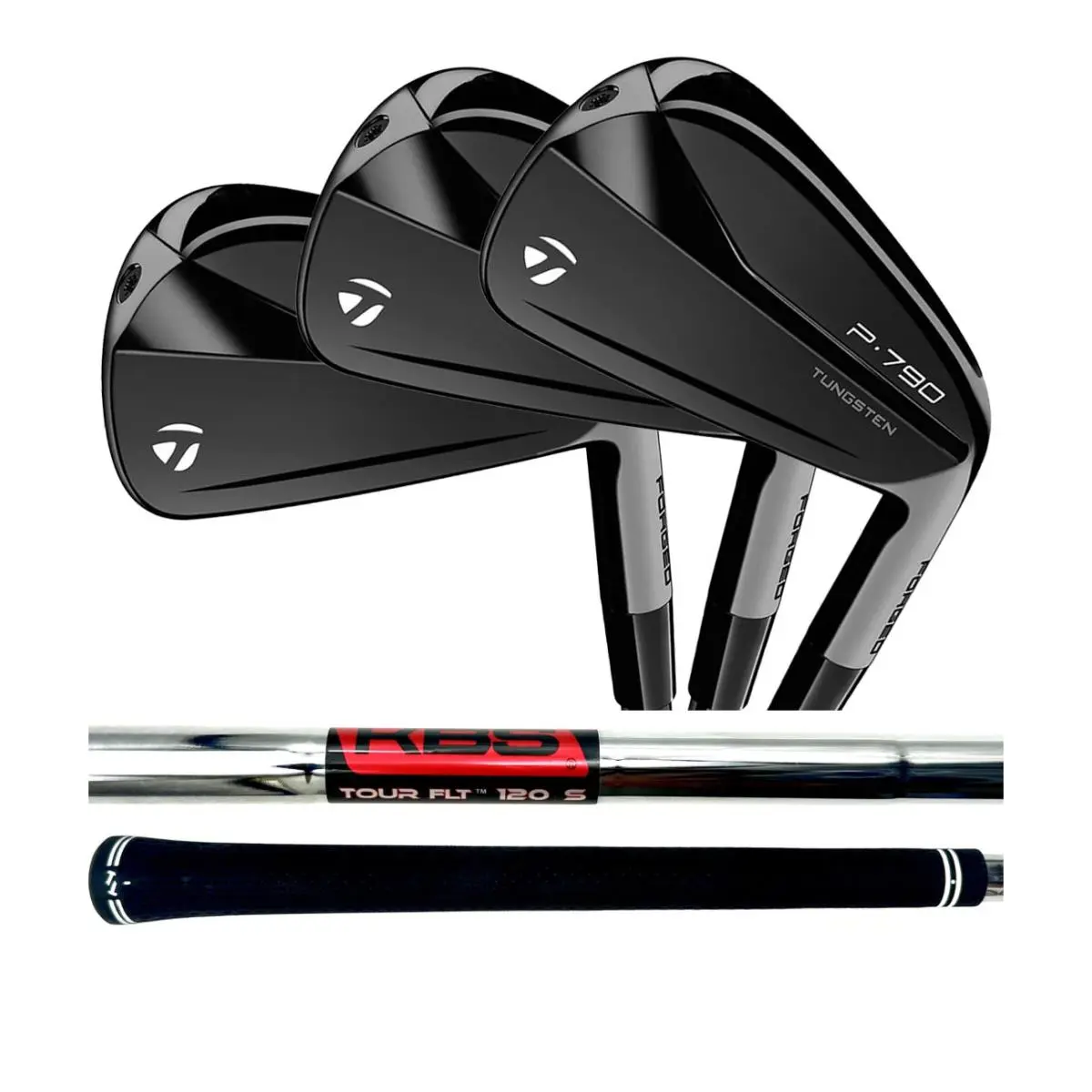 LH Taylormade Limited P790 Black 4-AW Iron Set w/ Kbs Tour Flt 120 Stiff Shaft