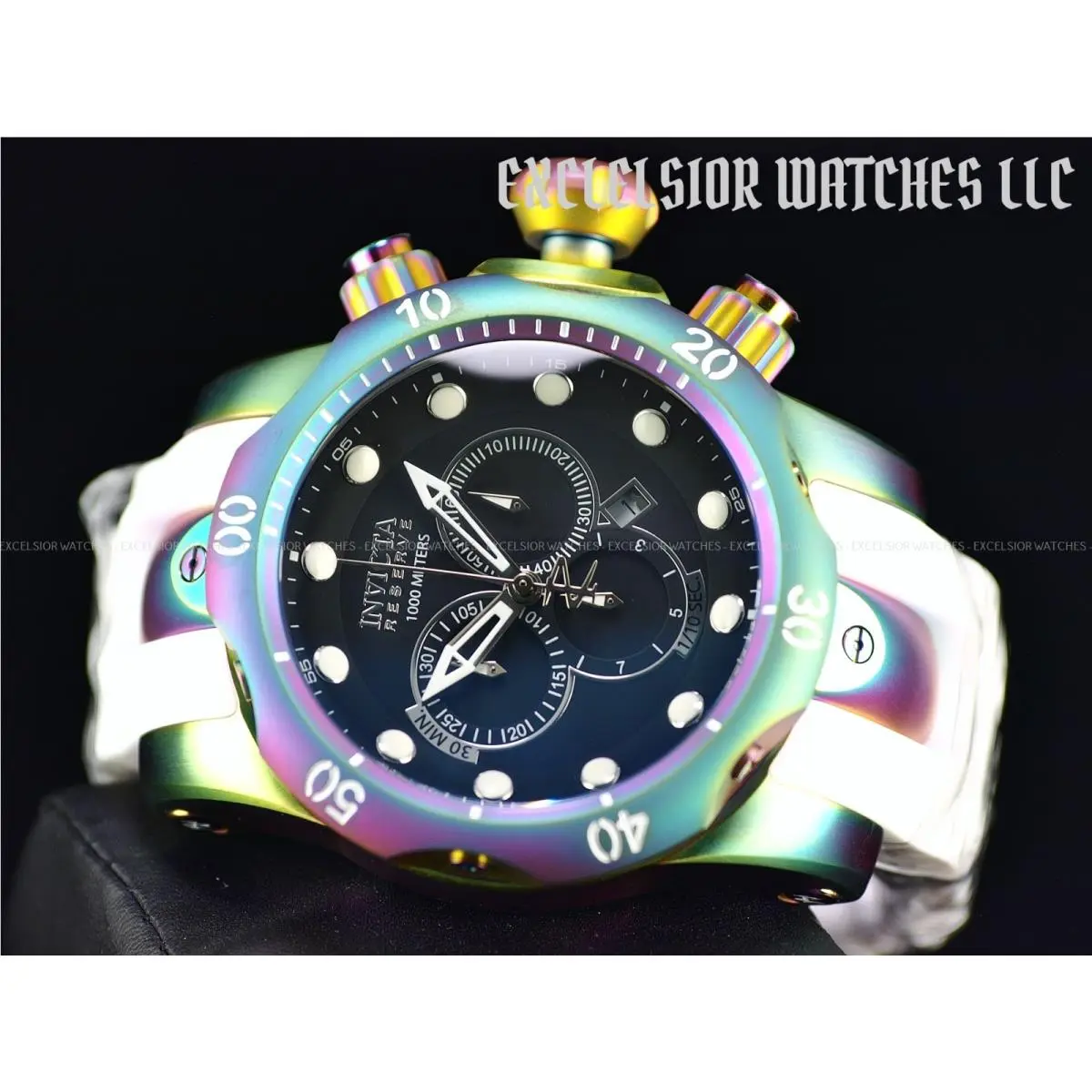 Reserve Mens 54mm Venom Swiss Chronograph Iridescent 1000m SS Watch by Invicta