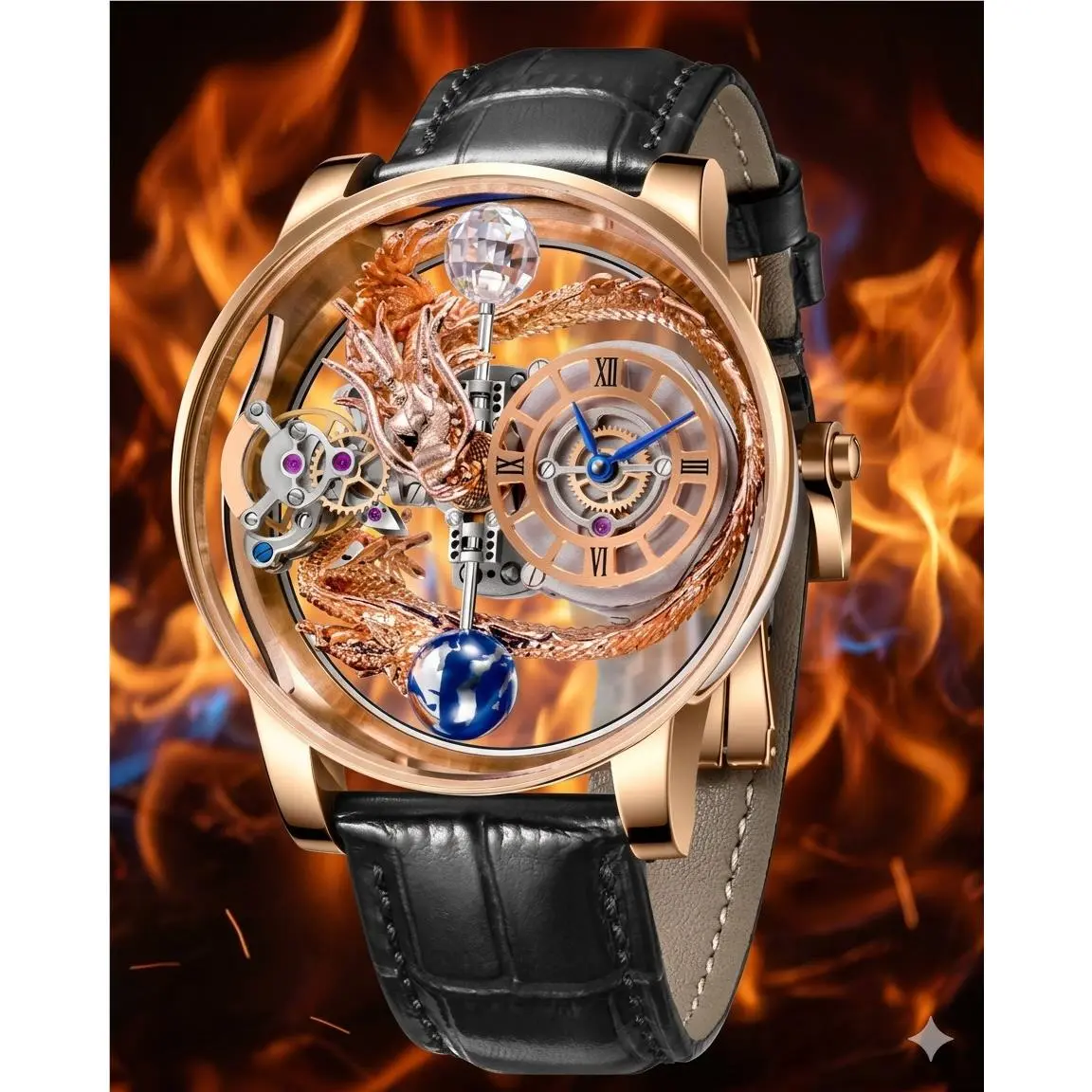 Invicta Celestial Dragon 46mm Quartz Dial Men`s Watch Montres Prestige Rose Gold
