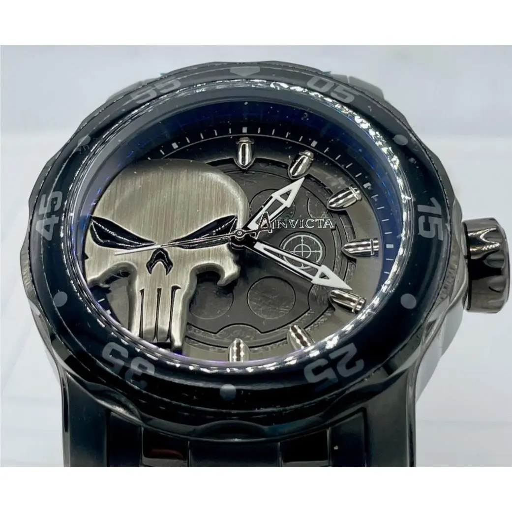 Invicta Marvel Punisher Men`s 48mm Limited Edition Gunmetal Quartz Watch 32420