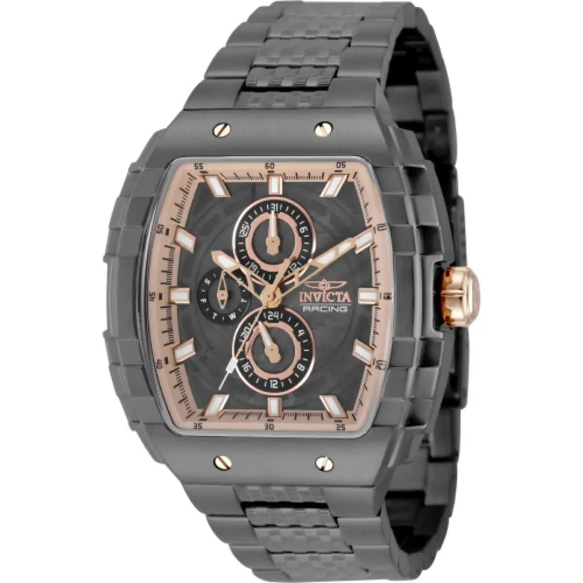 Invicta Men`s Watch S1 Rally Quartz Black Dial Gunmetal Steel Bracelet 50239 - Dial: Black, Band: Gunmetal