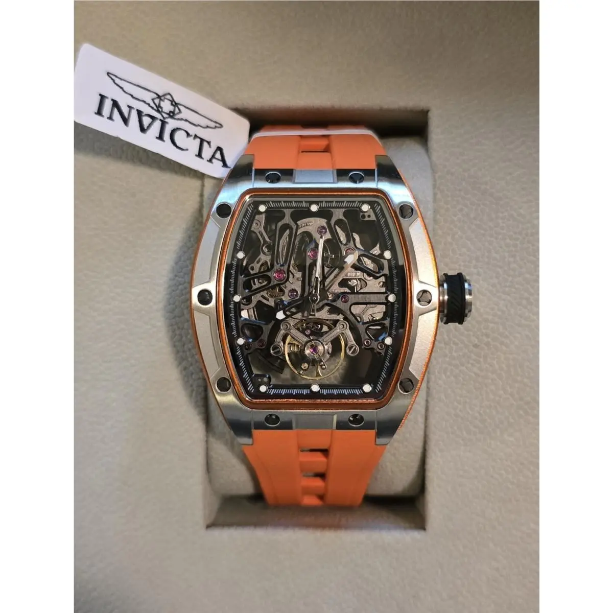 Invicta S1 Rally Orberus Orange Automatic Men`s Watch w/ Skeleton Dial - 44mm