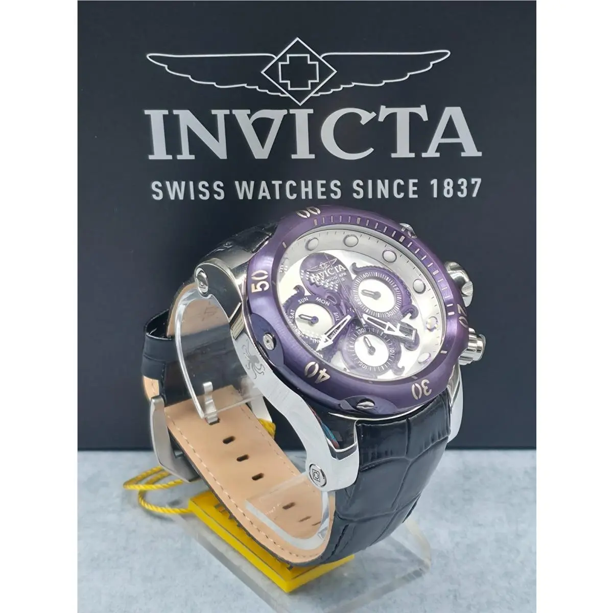 Invicta Venom Kraken 54mm Swiss Movement Chronograph Leather Band Men`s Watch
