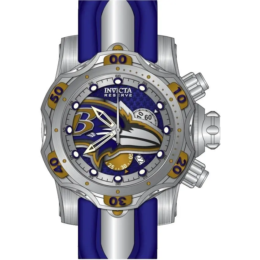 Invicta Baltimore Ravens 33063 Multi Color Dial Purple Silicone Strap Mens Watch