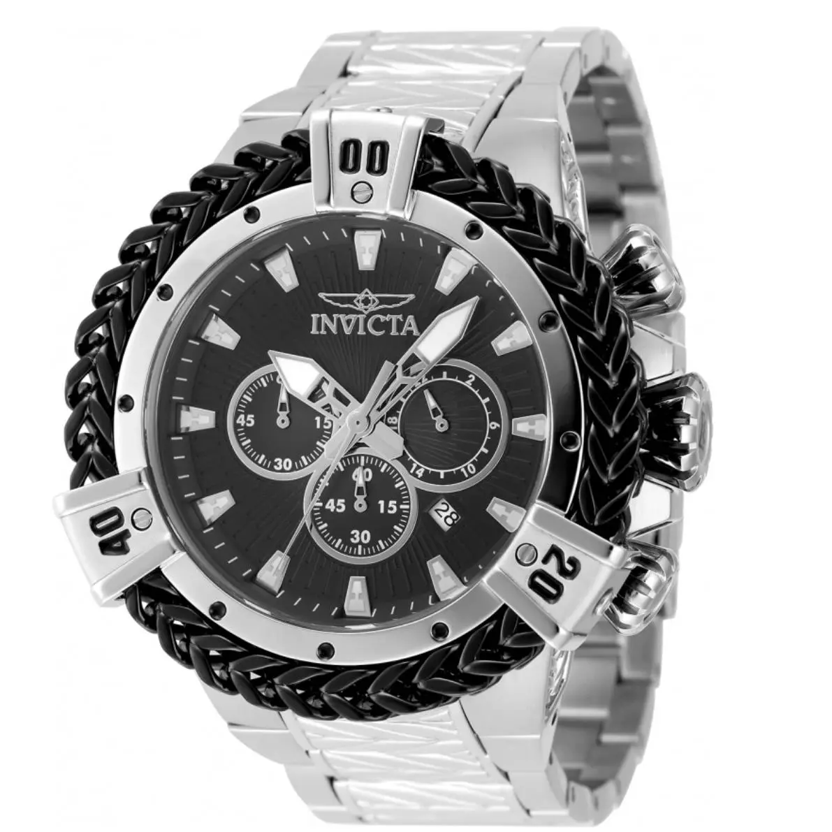 Invicta Bolt Herc Men`s Black Dial 54mm SS Chronograph Watch 48160