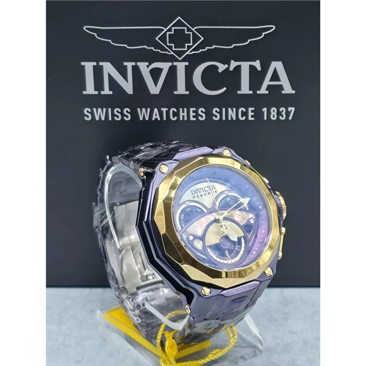 Invicta Reserve 52mm Swiss Movement Abalone Dial Chrono Purple Label Men`s Watch